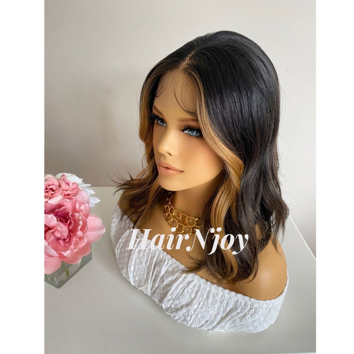 Brown Highlights 13x4 Deep Lace Front Body Wave Wig - HairNjoy