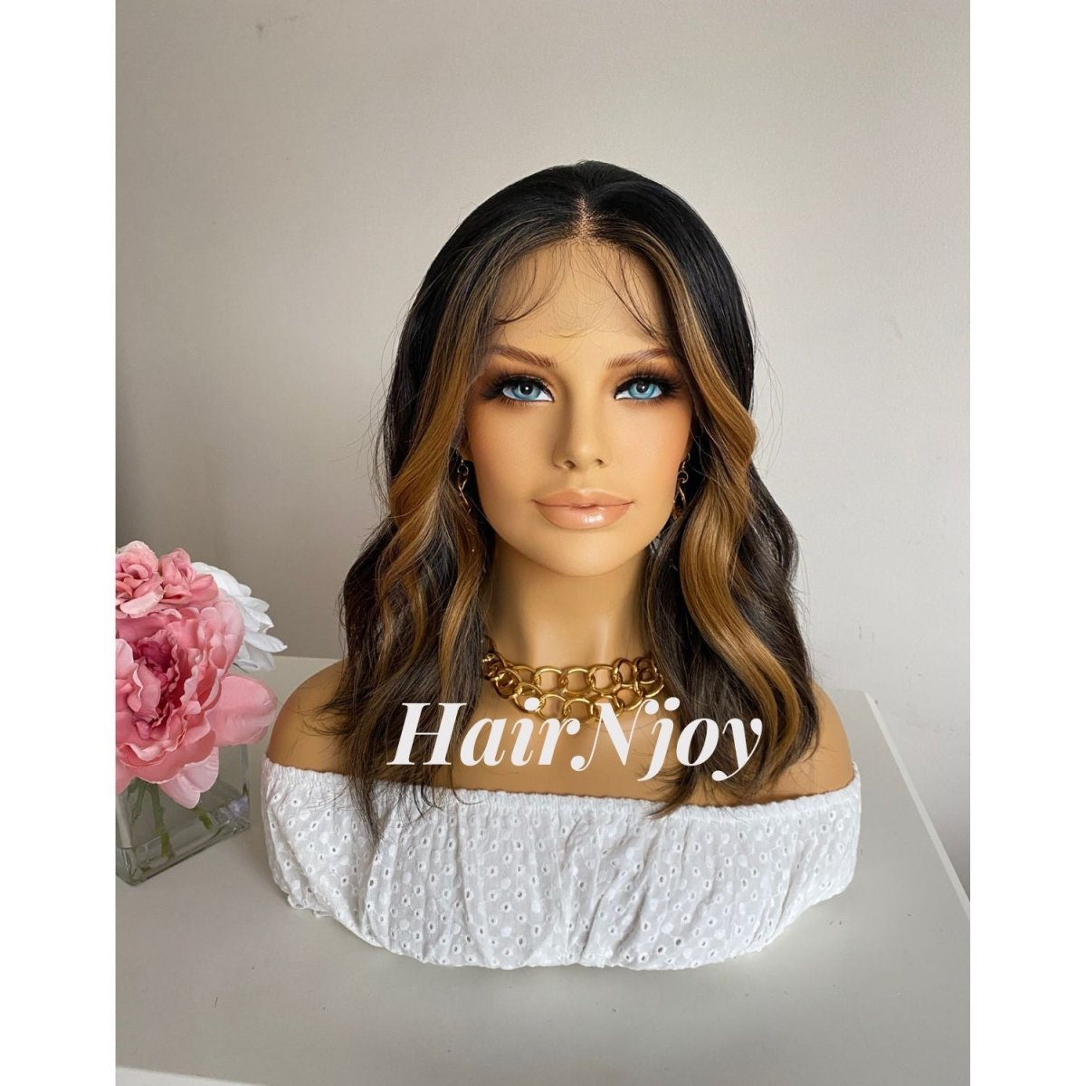 Brown Highlights 13x4 Deep Lace Front Body Wave Wig - HairNjoy