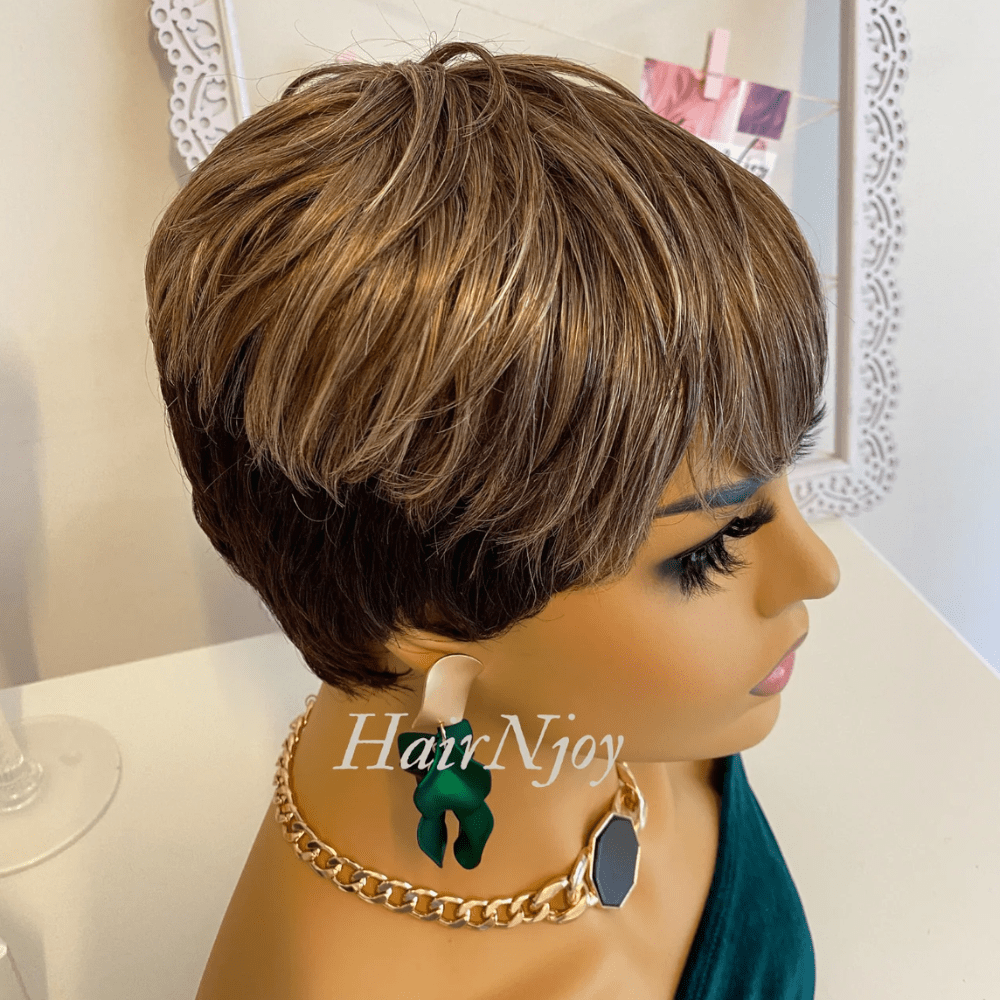 Chic Short Pixie Cut Wig with Bangs - HairNjoy