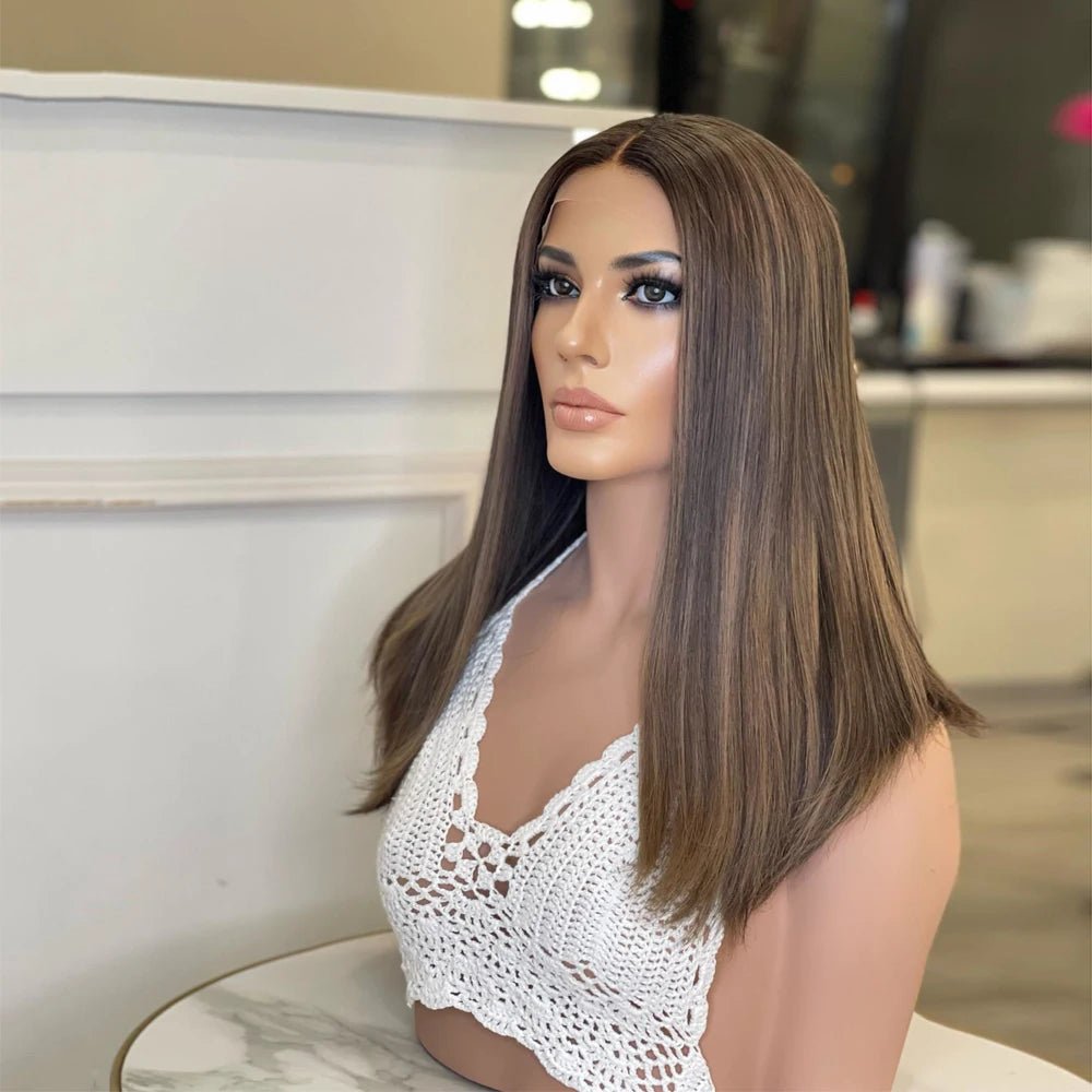 Chocolate Brown Highlights Straight Wig - HairNjoy