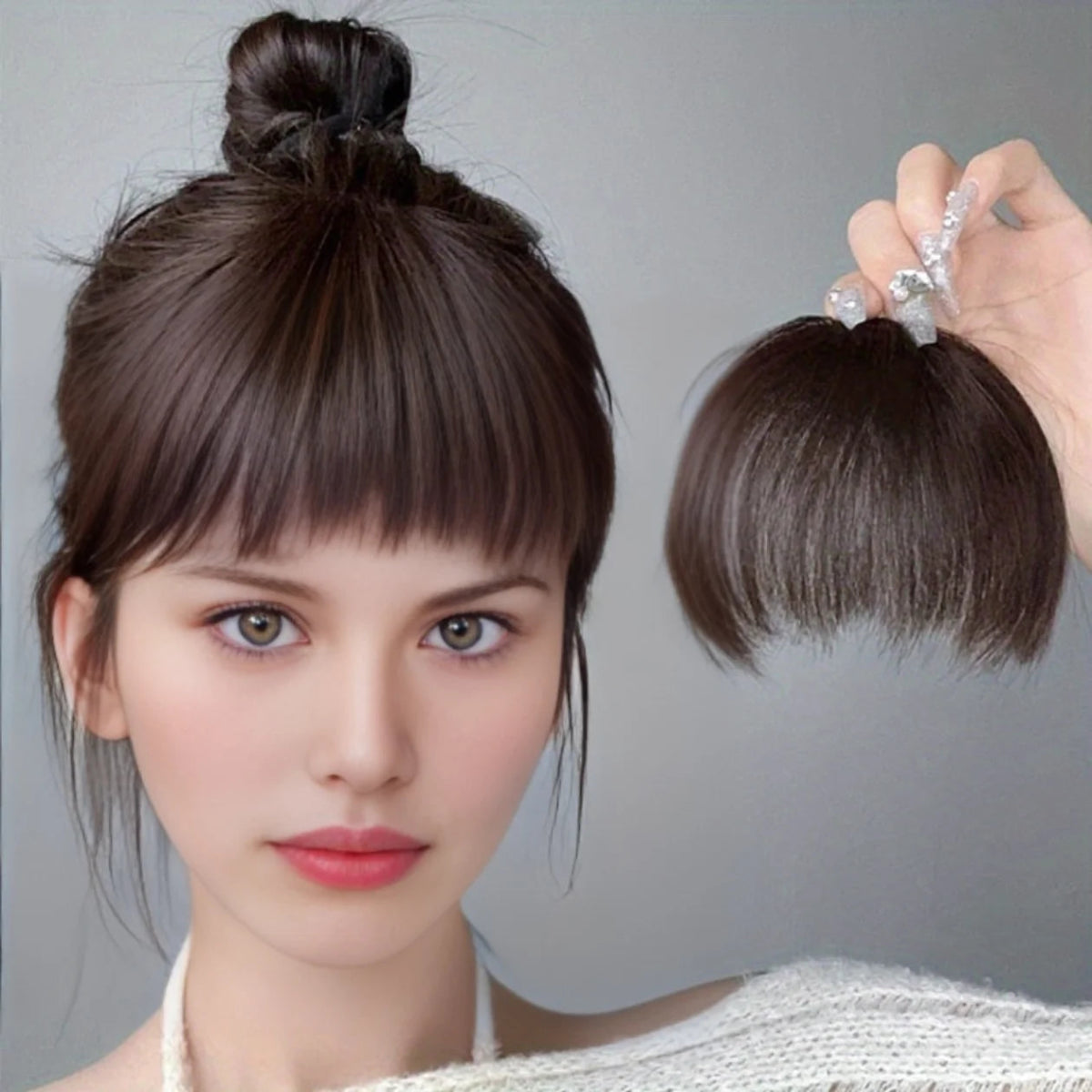 Clip - In Natural Fringe Hairpiece Extension - HairNjoy