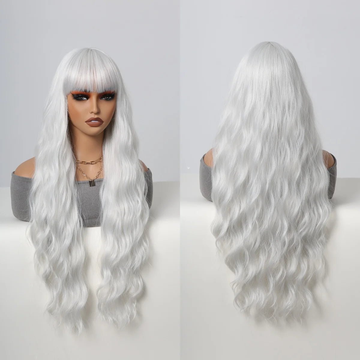 Cosplay Long Curly Synthetic Wig with Fluffy Bangs - HairNjoy