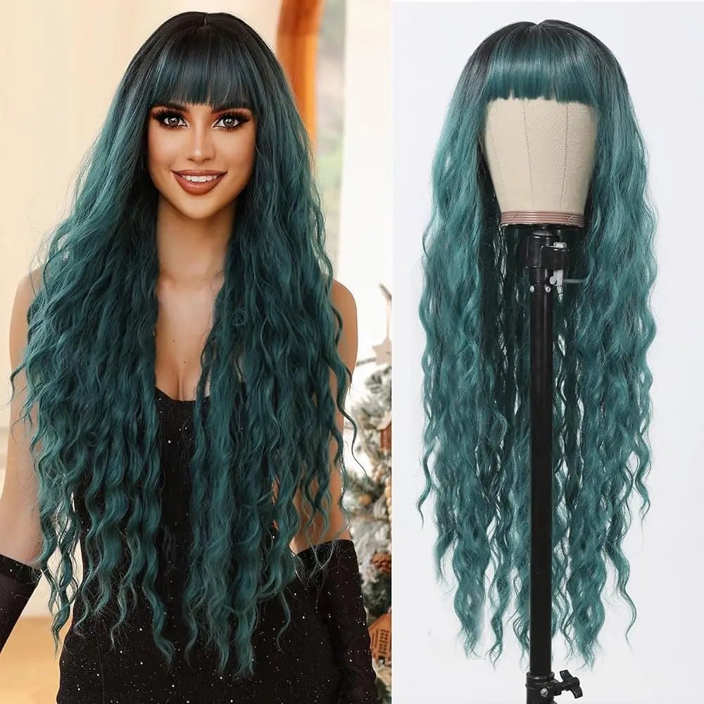 Cosplay Long Curly Synthetic Wig with Fluffy Bangs - HairNjoy