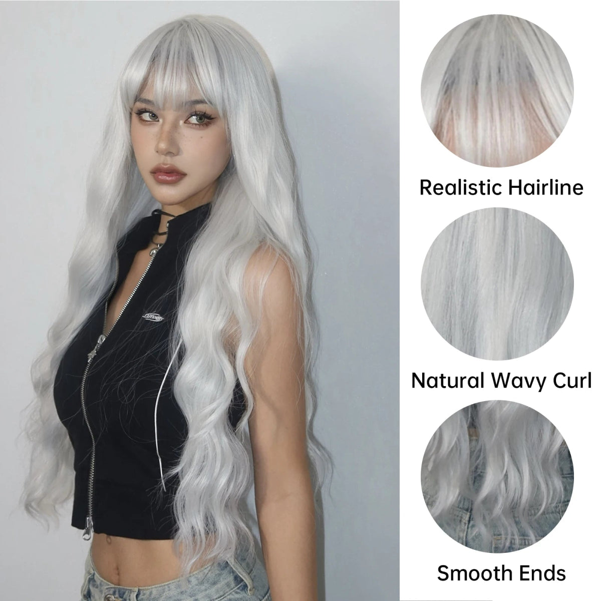 Cosplay Long Curly Synthetic Wig with Fluffy Bangs - HairNjoy