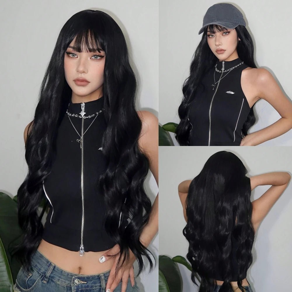 Cosplay Long Curly Synthetic Wig with Fluffy Bangs - HairNjoy