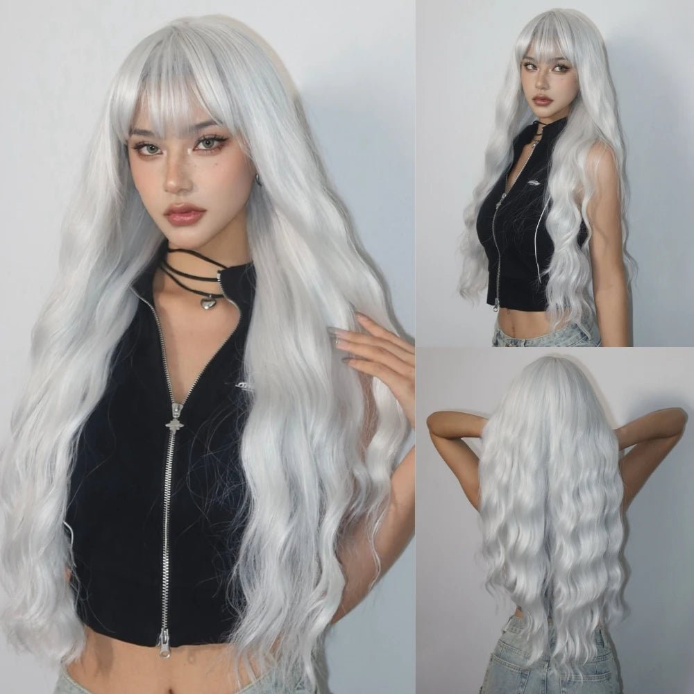 Cosplay Long Curly Synthetic Wig with Fluffy Bangs - HairNjoy