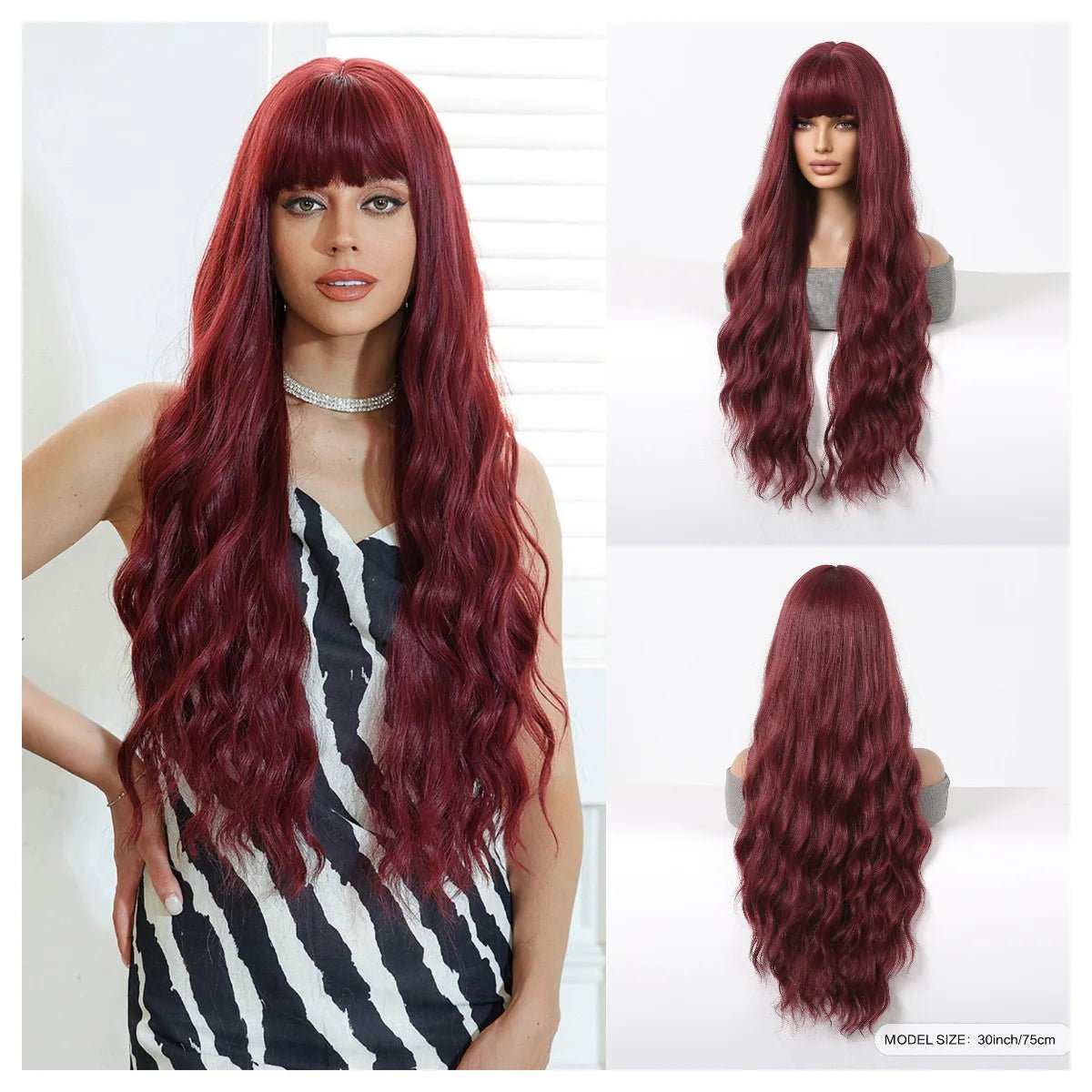 Cosplay Long Curly Synthetic Wig with Fluffy Bangs - HairNjoy