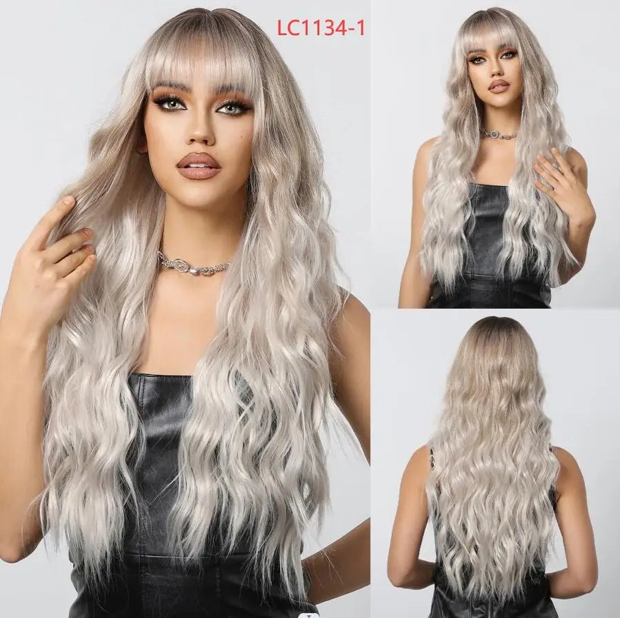 Cosplay Long Curly Synthetic Wig with Fluffy Bangs - HairNjoy