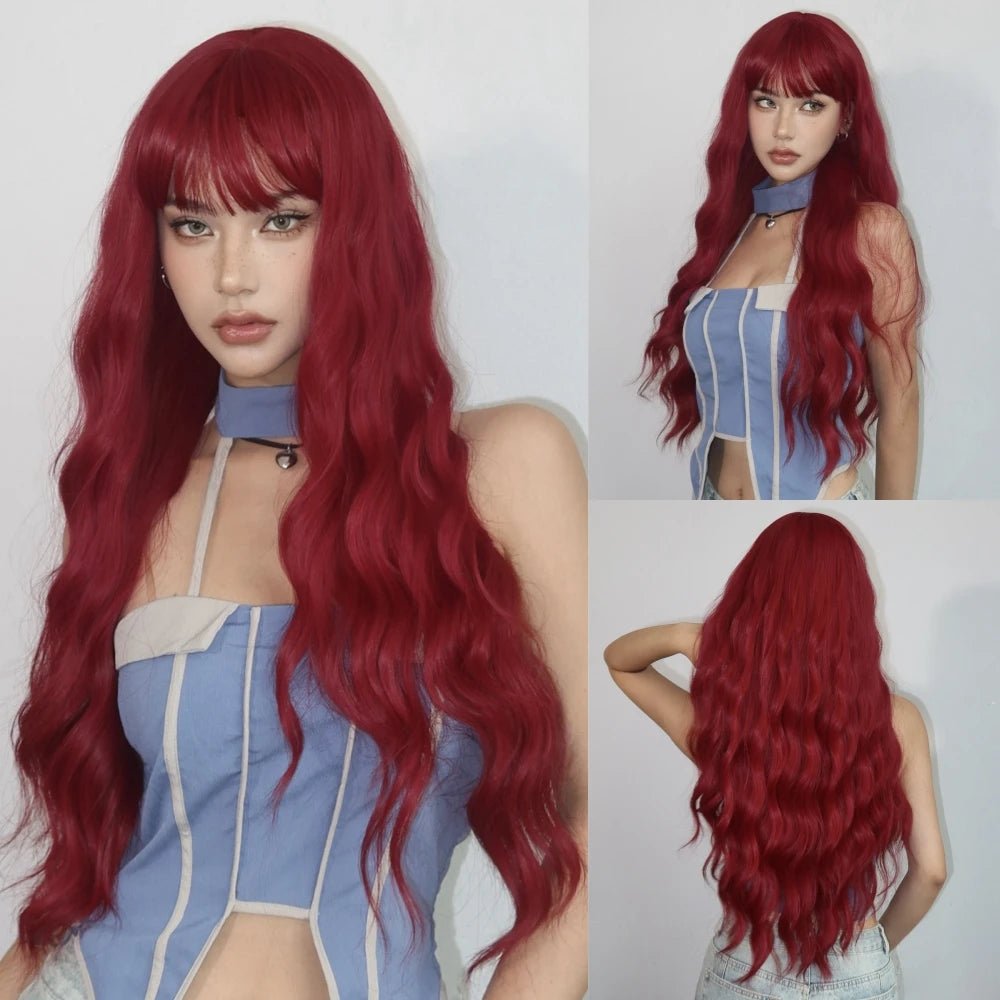Cosplay Long Curly Synthetic Wig with Fluffy Bangs - HairNjoy