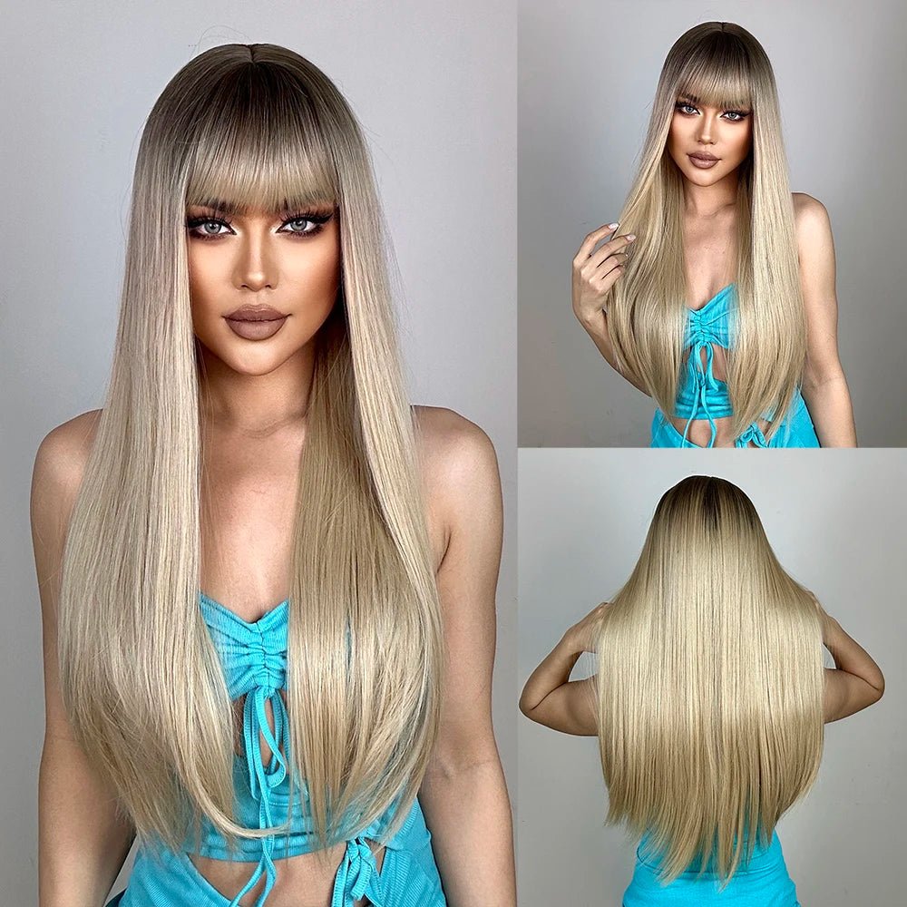 Cosplay Long Straight Synthetic Wigs with Bangs - HairNjoy