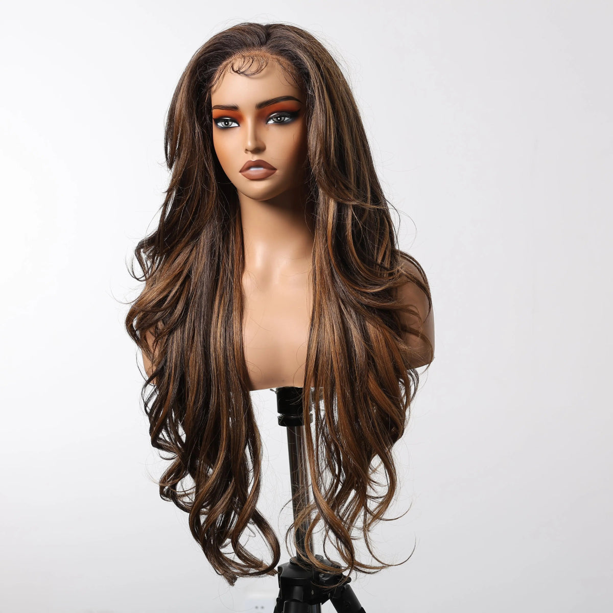Dark Brown Highlight Lace Front Wig - HairNjoy
