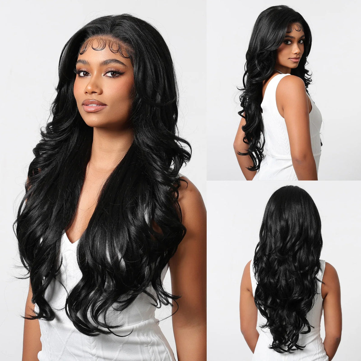 Dark Brown Highlight Lace Front Wig - HairNjoy