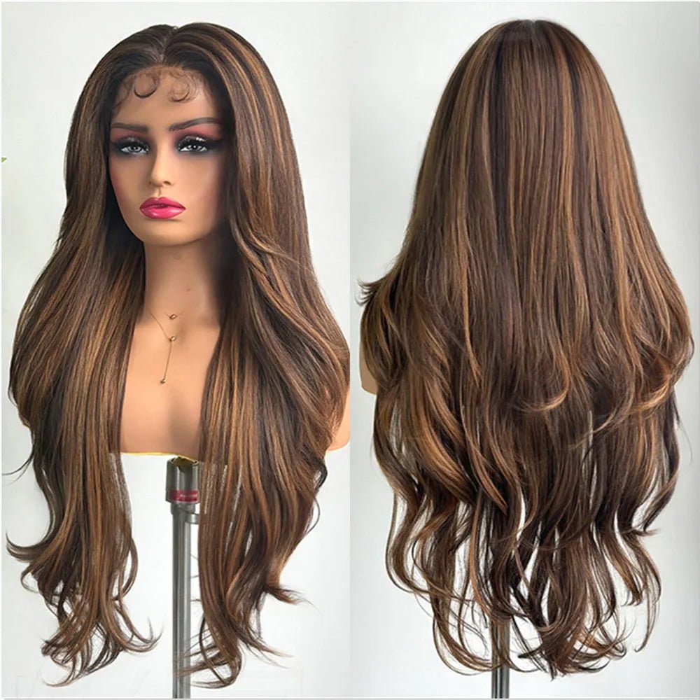 Dark Brown Highlight Lace Front Wig - HairNjoy