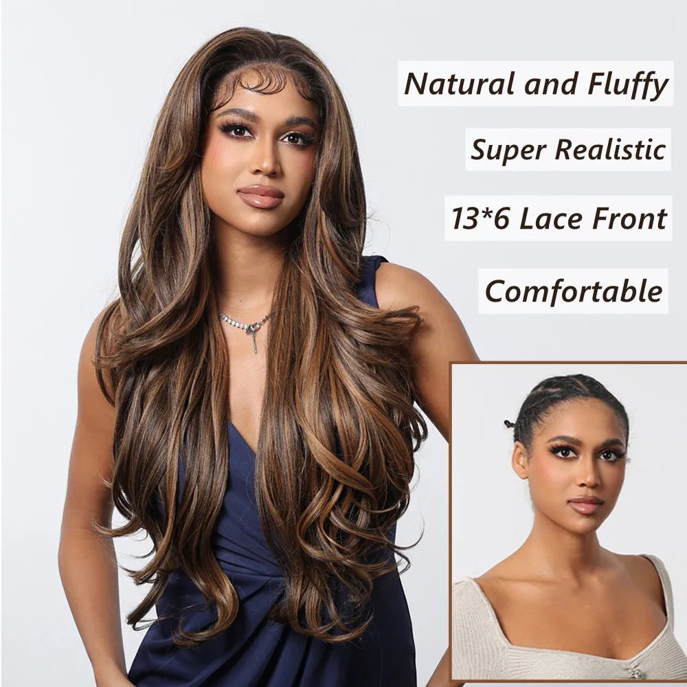Dark Brown Highlight Lace Front Wig - HairNjoy