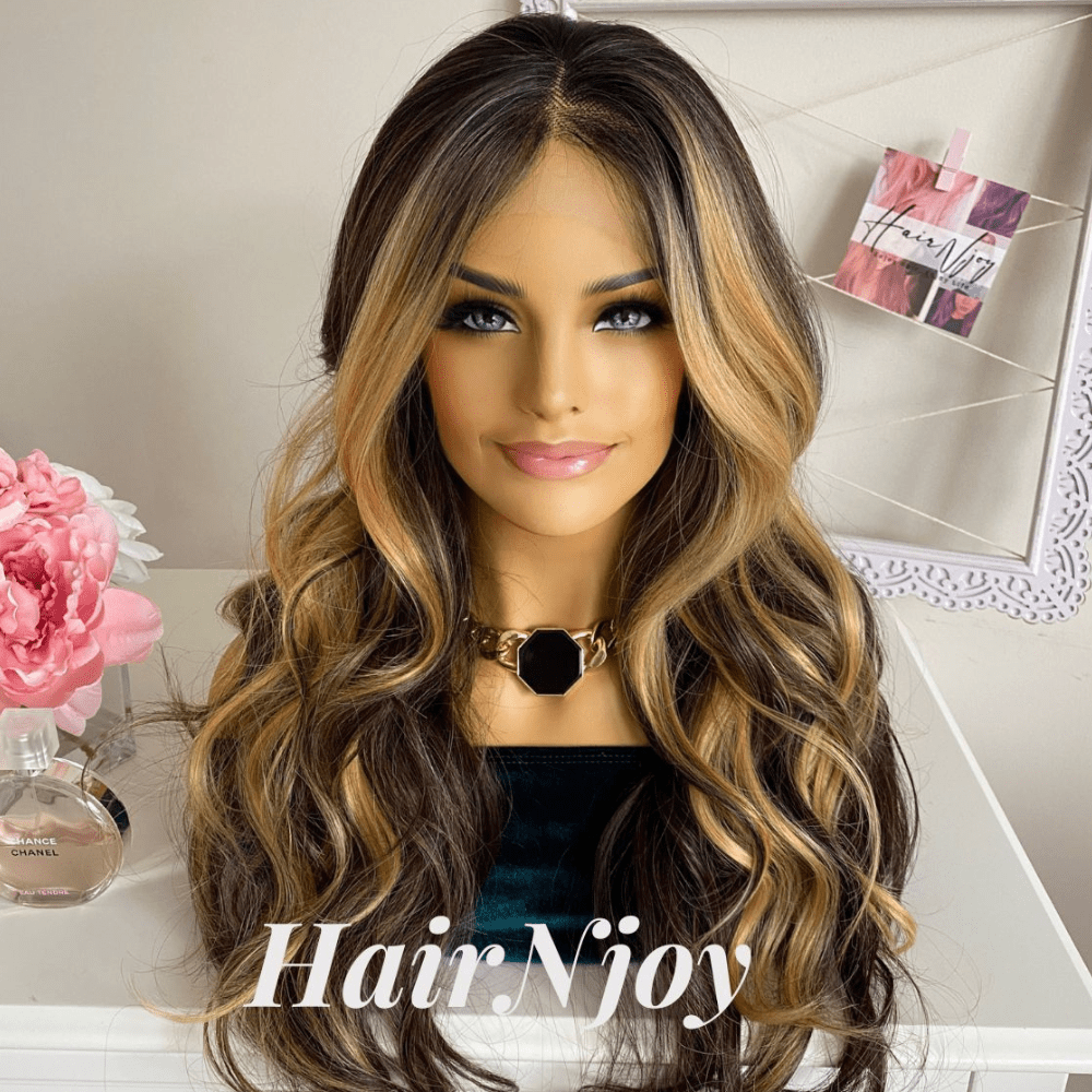 Dark Brown Honey Blonde Balayage Wig - HairNjoy