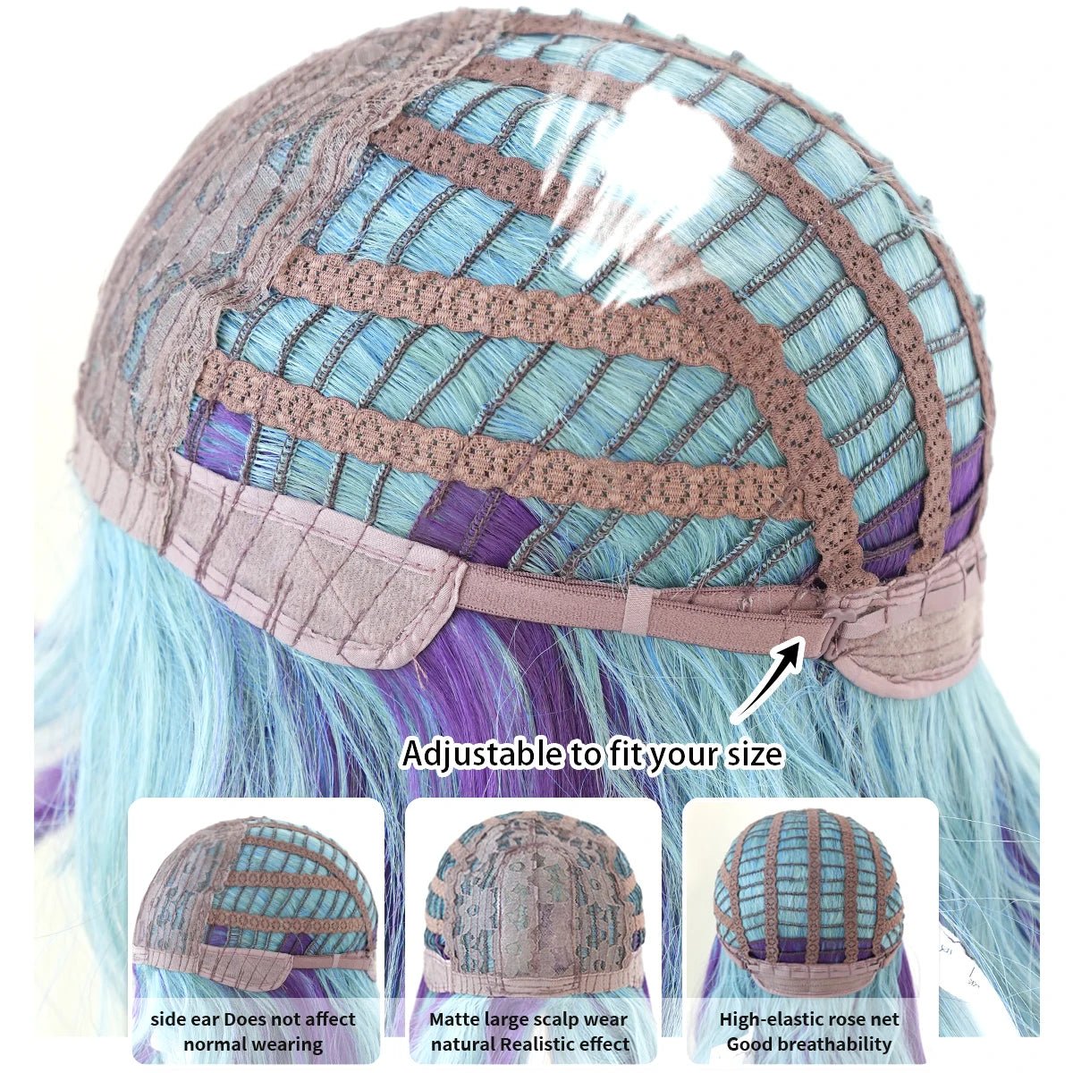 Dark Purple Blue Highlights Wig - HairNjoy