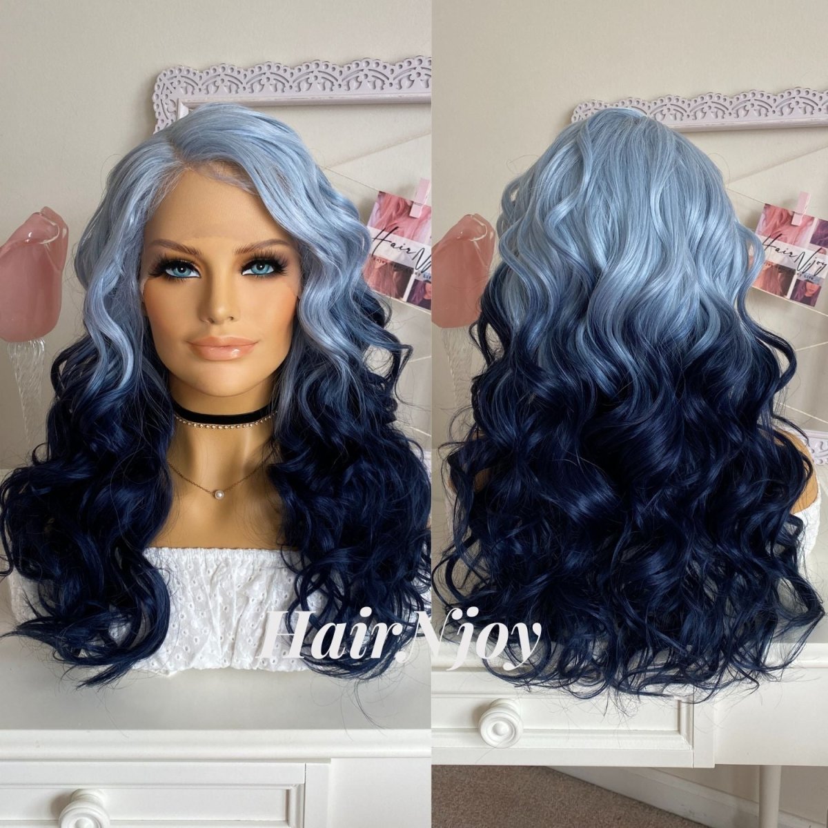 Deep Ocean Blue Body Wave Lace front Wig - HairNjoy