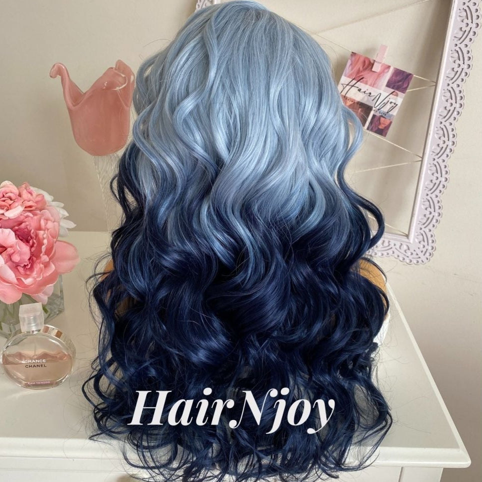 Deep Ocean Blue Body Wave Lace front Wig - HairNjoy