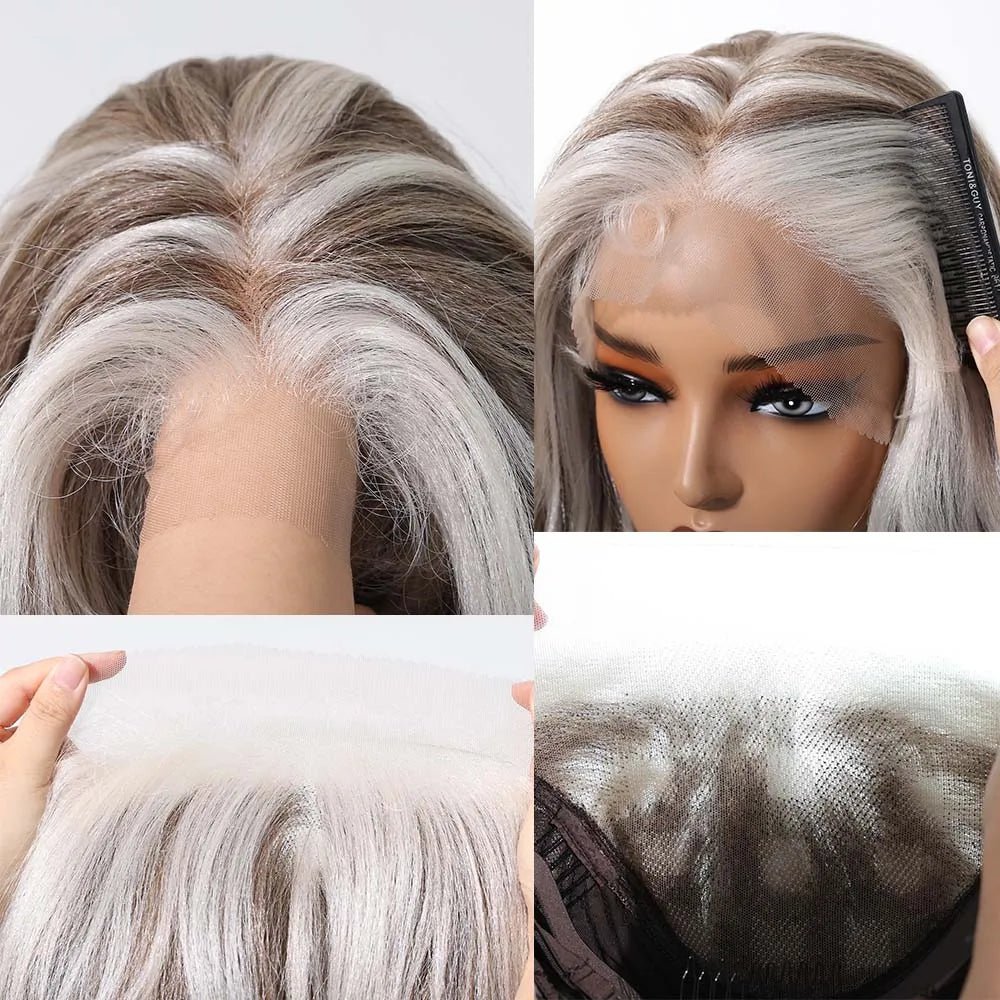 Gray White Highlight Lace Wig - HairNjoy