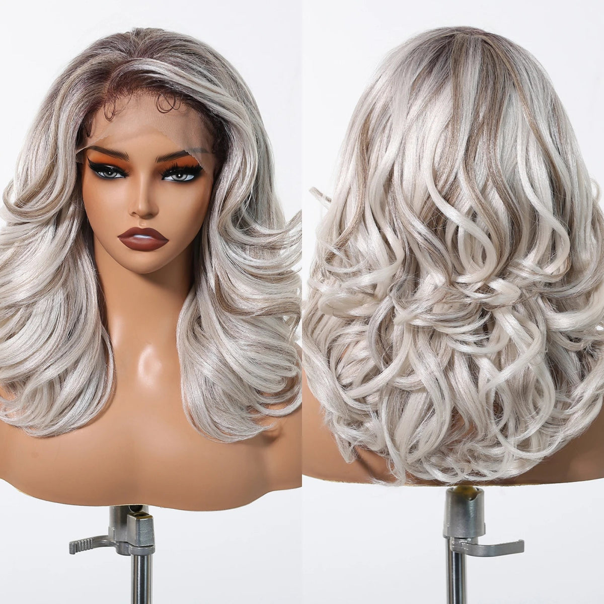 Gray White Highlight Lace Wig - HairNjoy