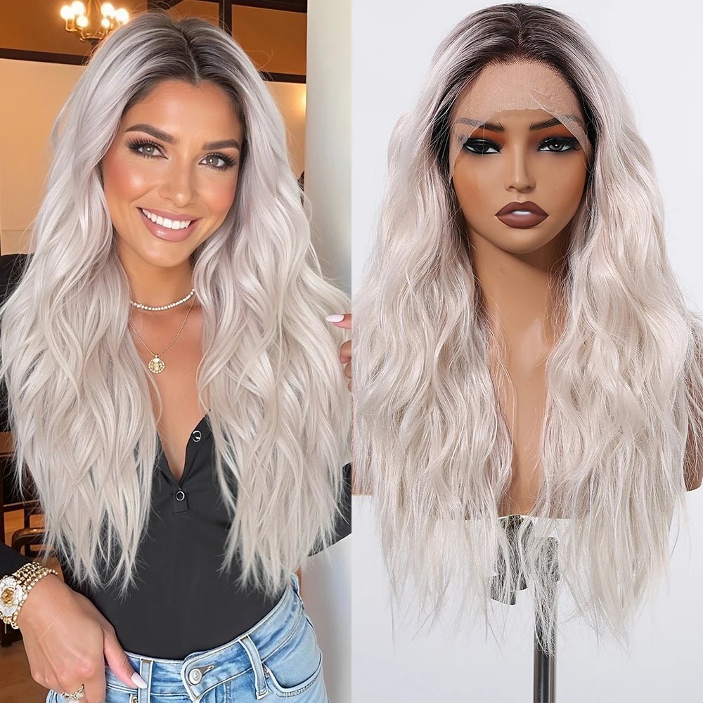 Gray White Highlight Lace Wig - HairNjoy