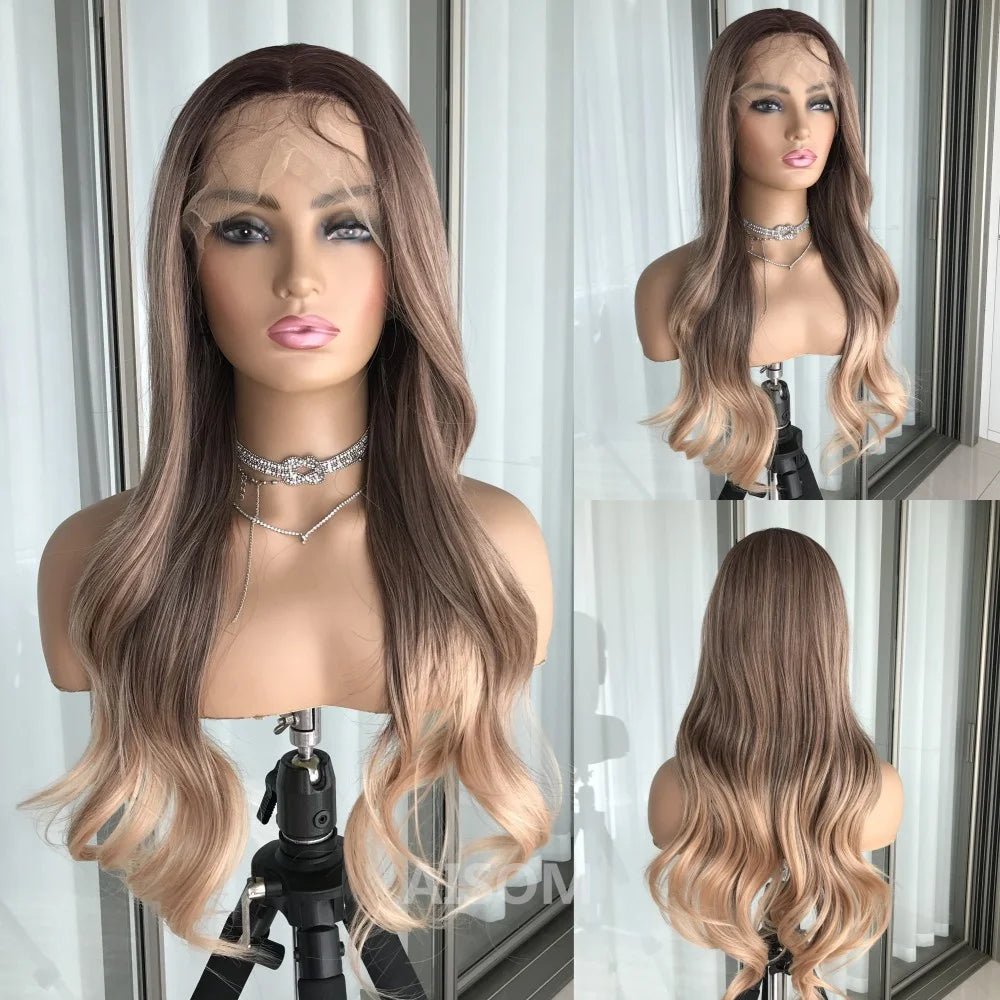 Highlight Blonde Wavy Lace Front Wig - HairNjoy