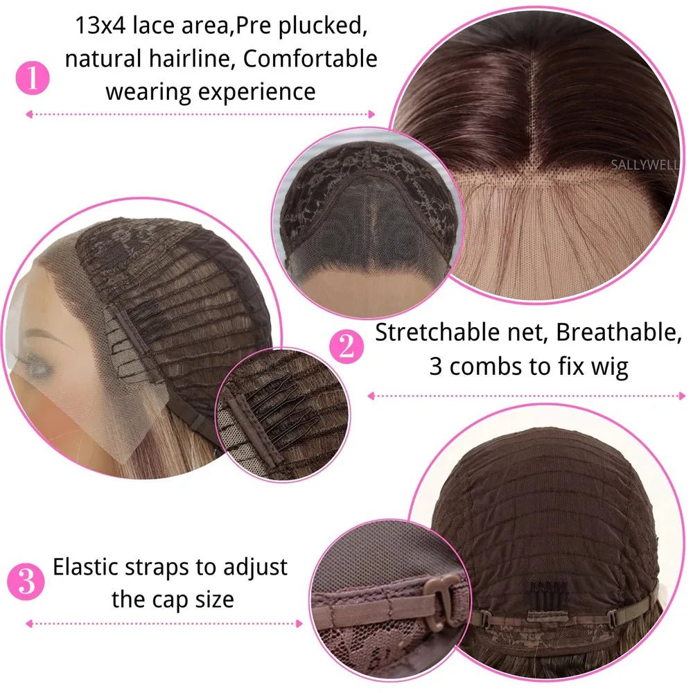 Highlight Brown Straight Lace Front Wig - HairNjoy