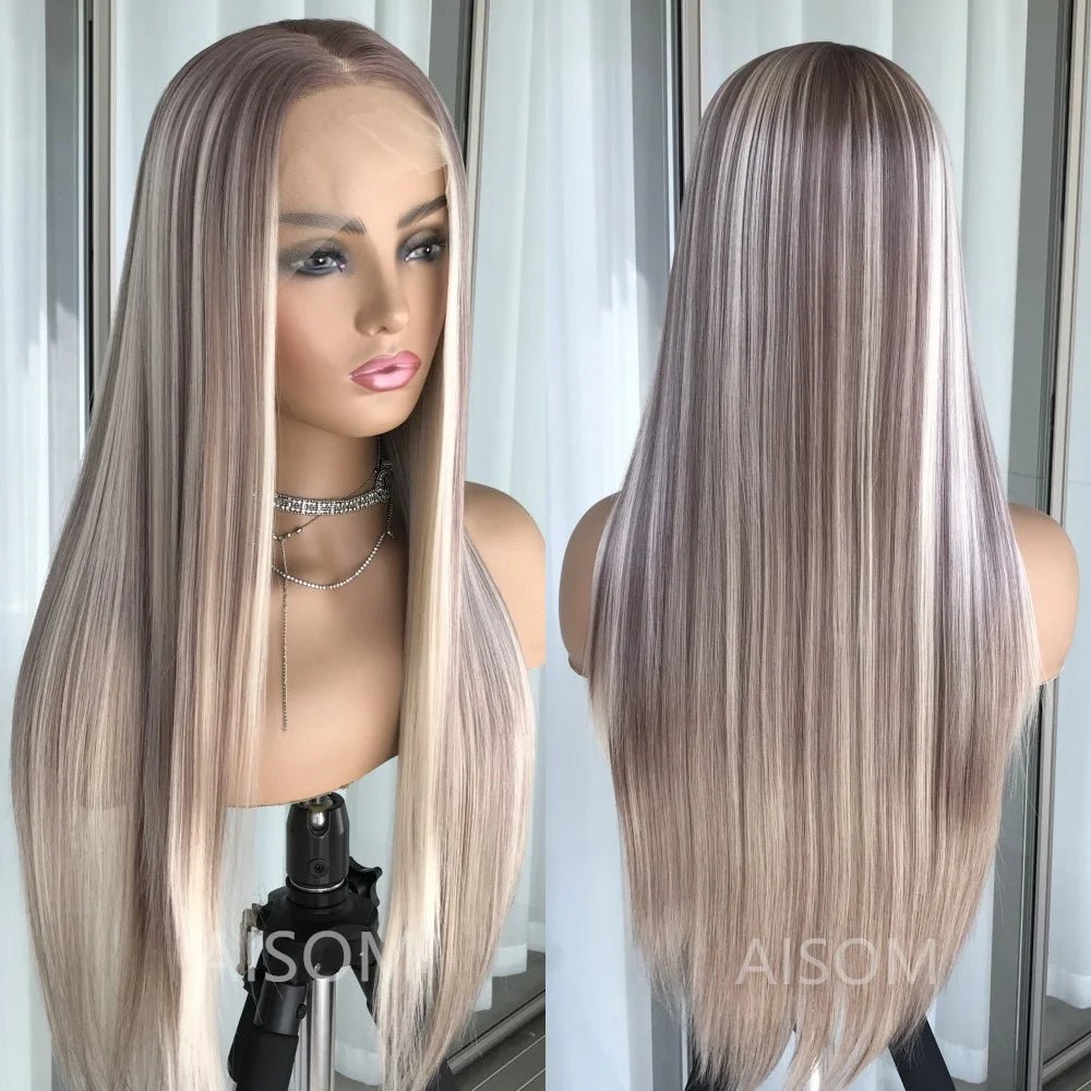 Highlight Brown Straight Lace Front Wig - HairNjoy