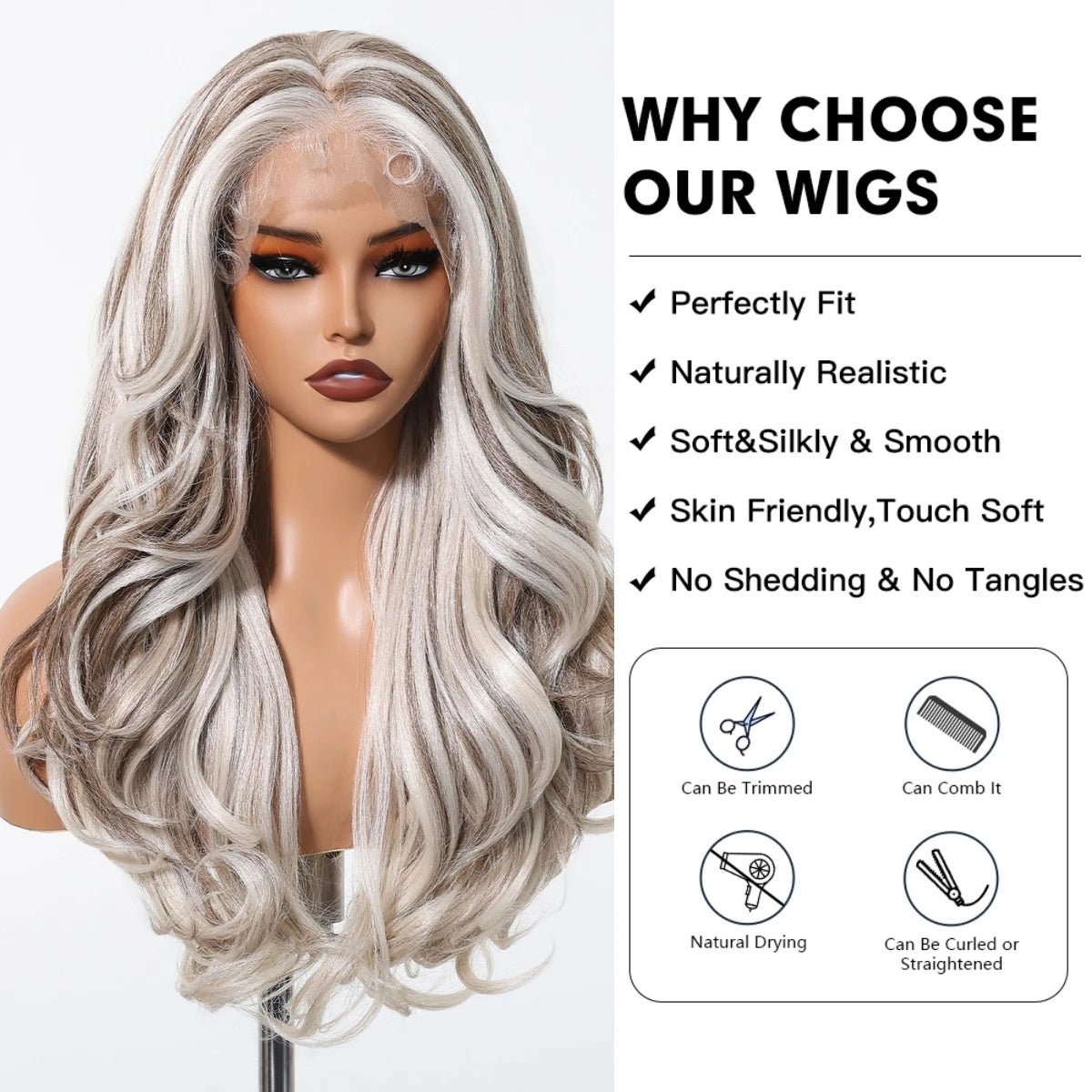 Highlight Platinum Blonde Lace Front Wig - HairNjoy