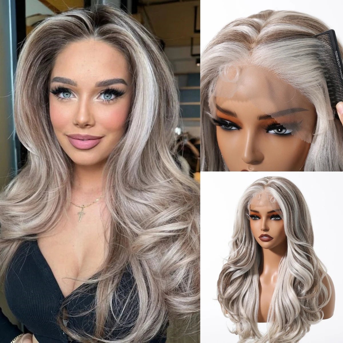 Highlight Platinum Blonde Lace Front Wig - HairNjoy