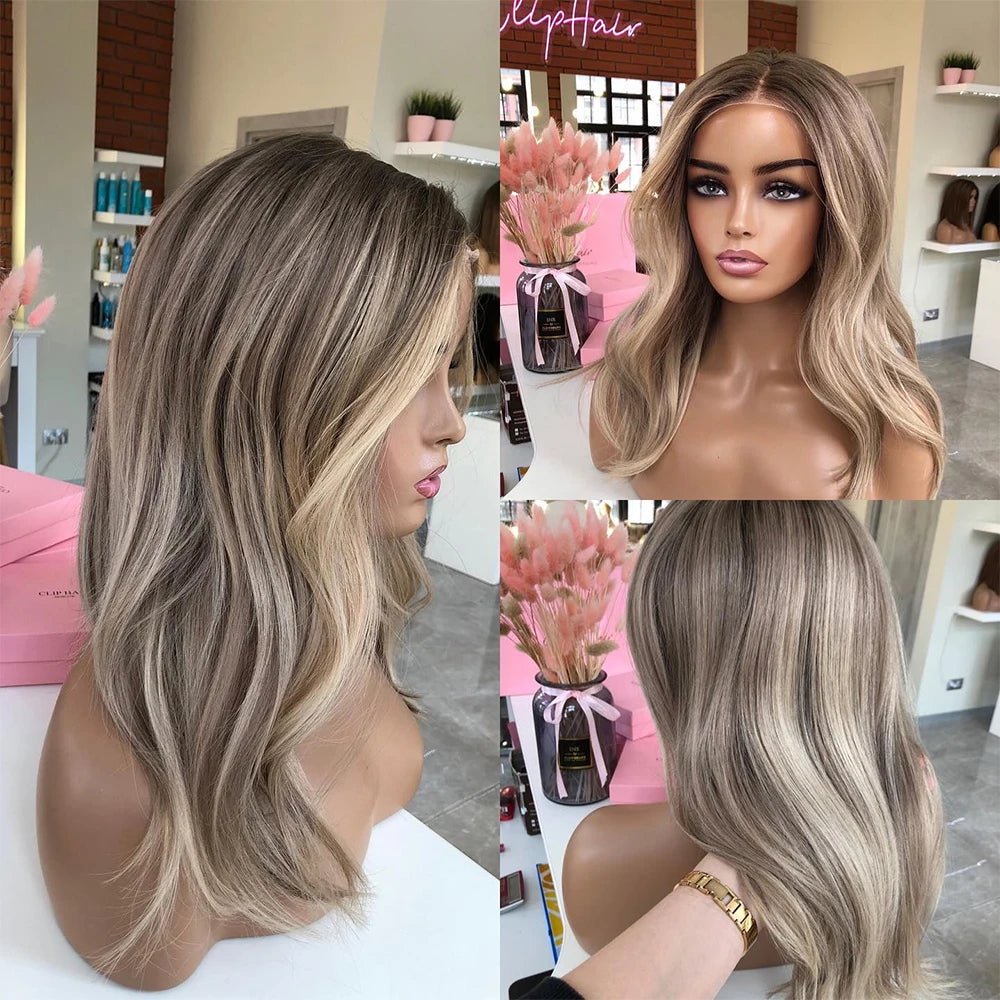 Highlighted Human Hair Lace Frontal Wig - HairNjoy