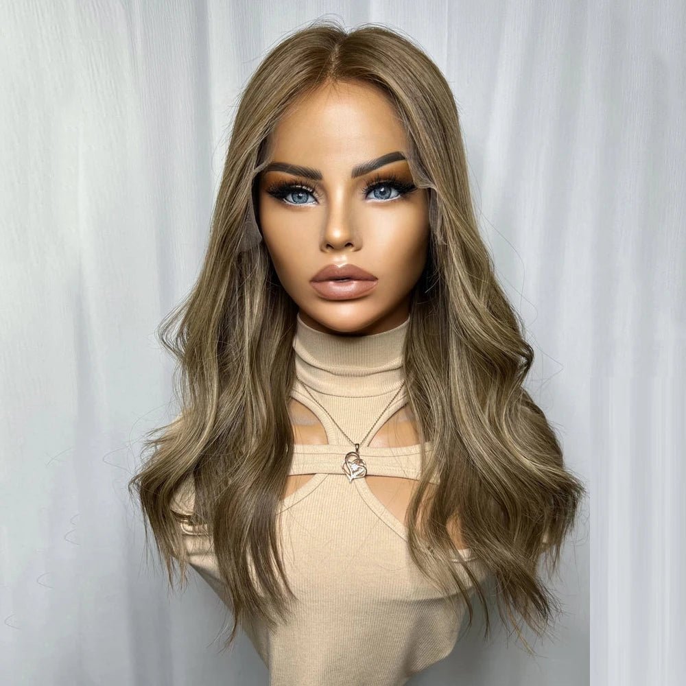 Highlights Dark Brown Root Human Hair Wig - HairNjoy