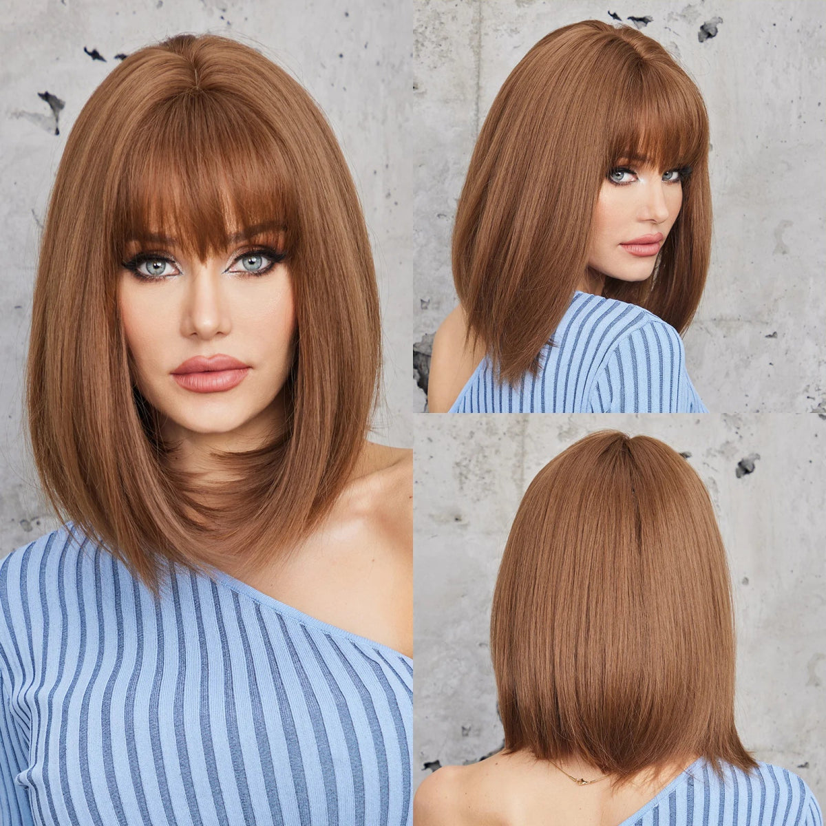 Honey Brown Short Straight Wig - HairNjoy