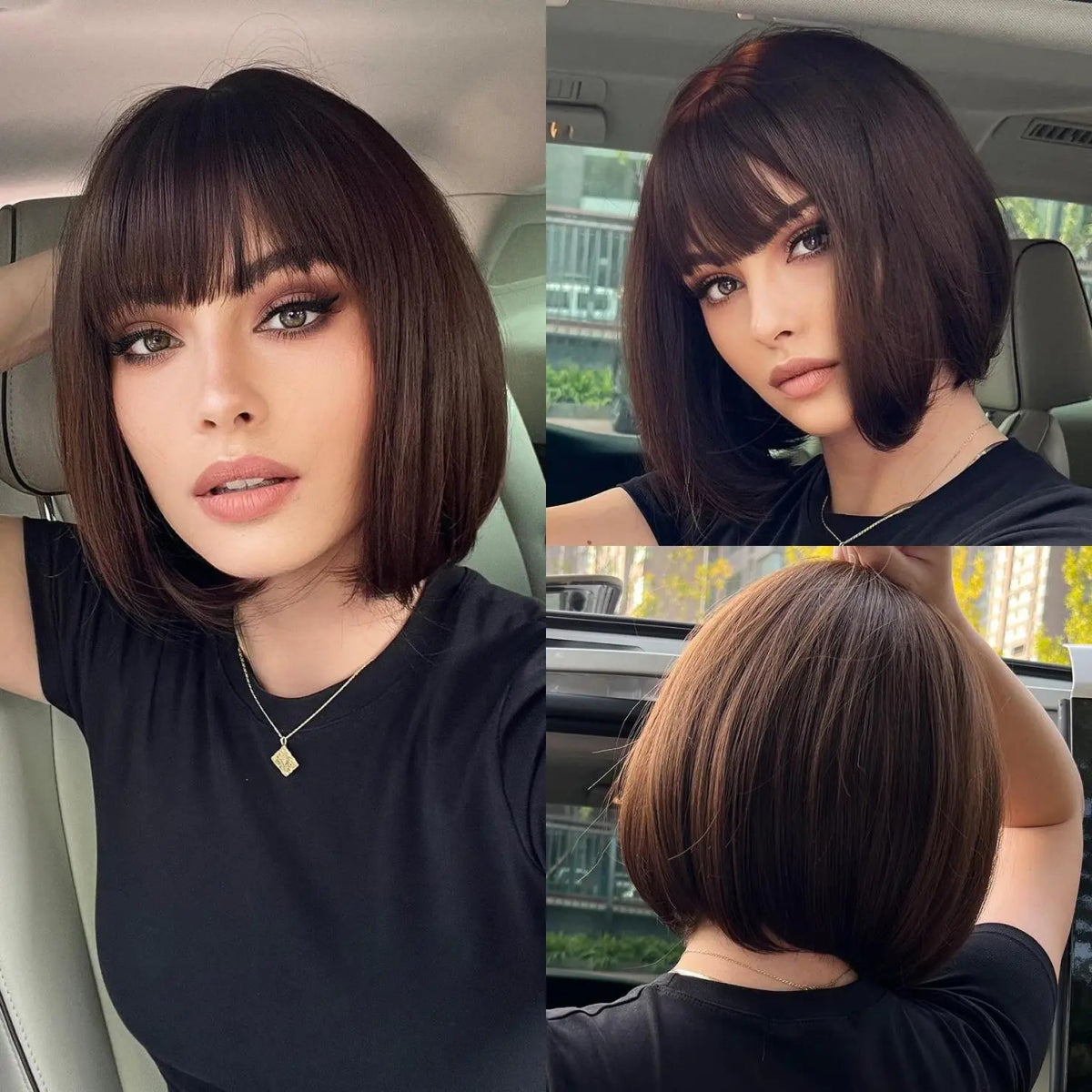 Honey Brown Short Straight Wig - HairNjoy