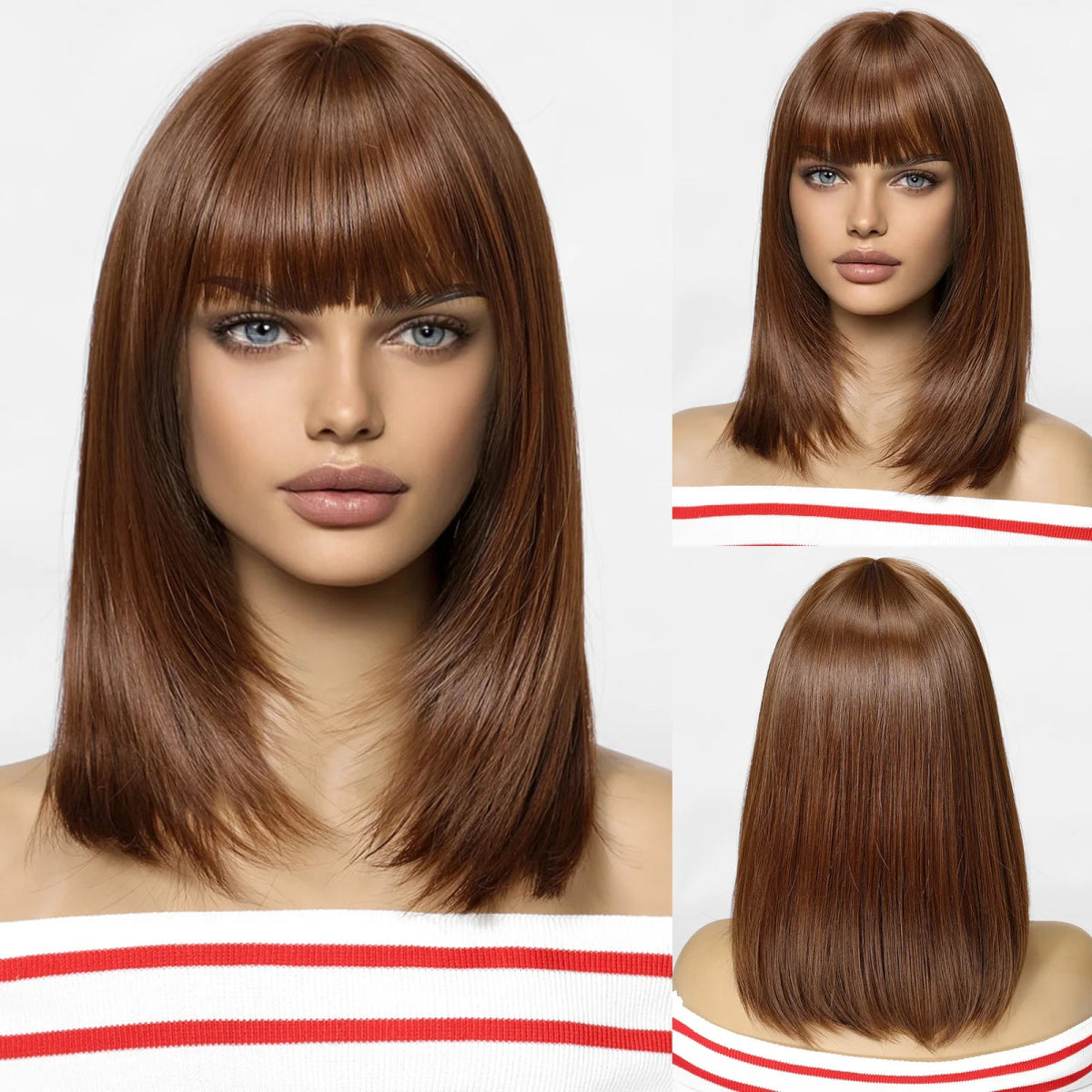 Honey Brown Short Straight Wig - HairNjoy