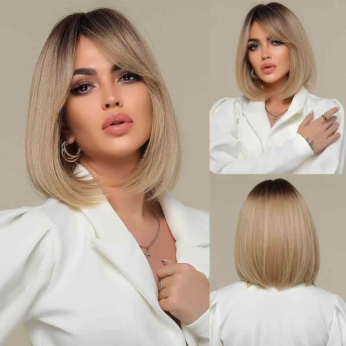 Honey Brown Short Straight Wig - HairNjoy