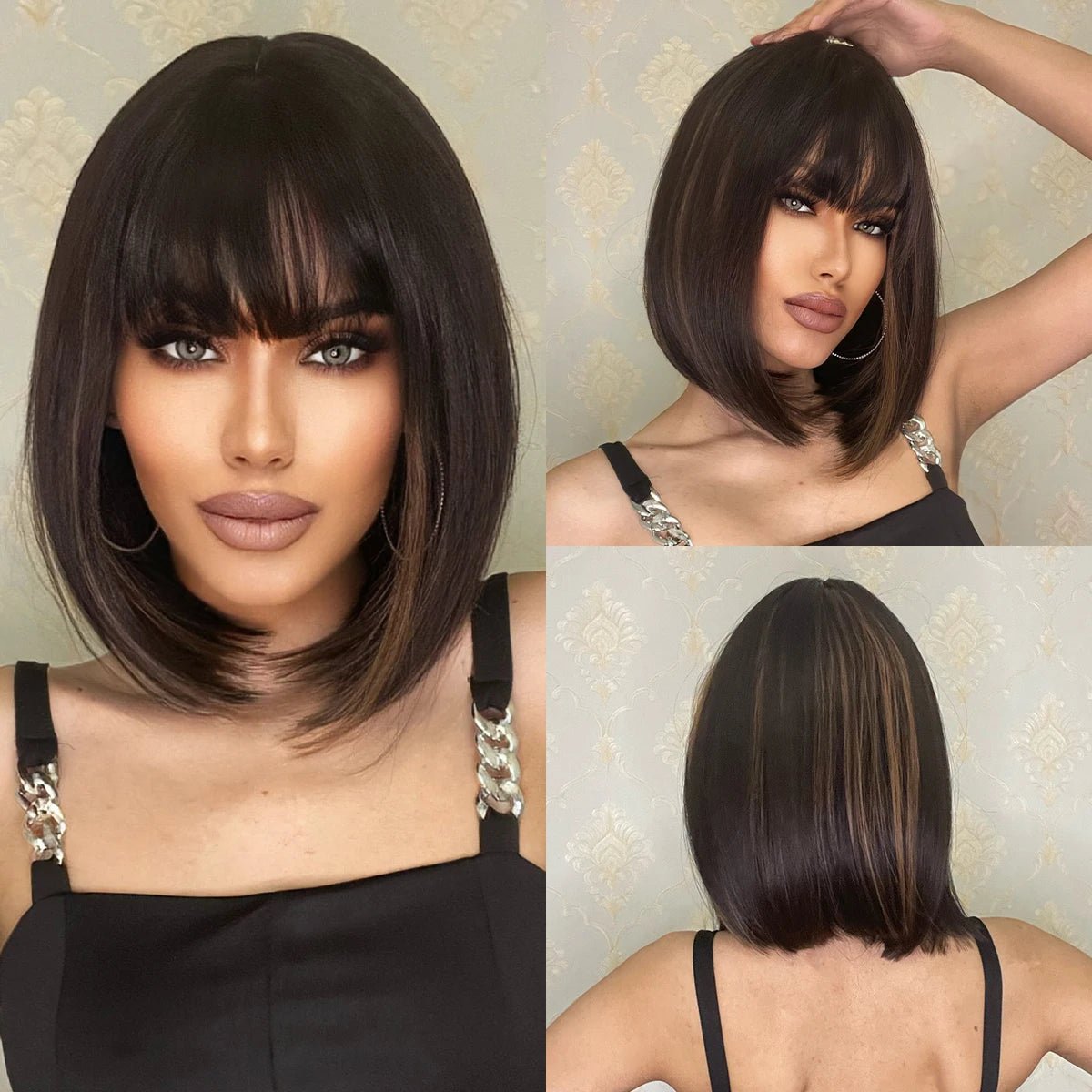 Honey Brown Short Straight Wig - HairNjoy