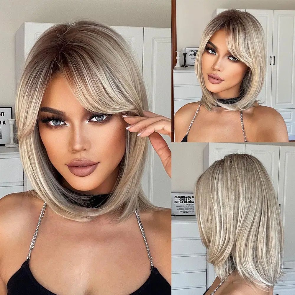 Honey Brown Short Straight Wig - HairNjoy