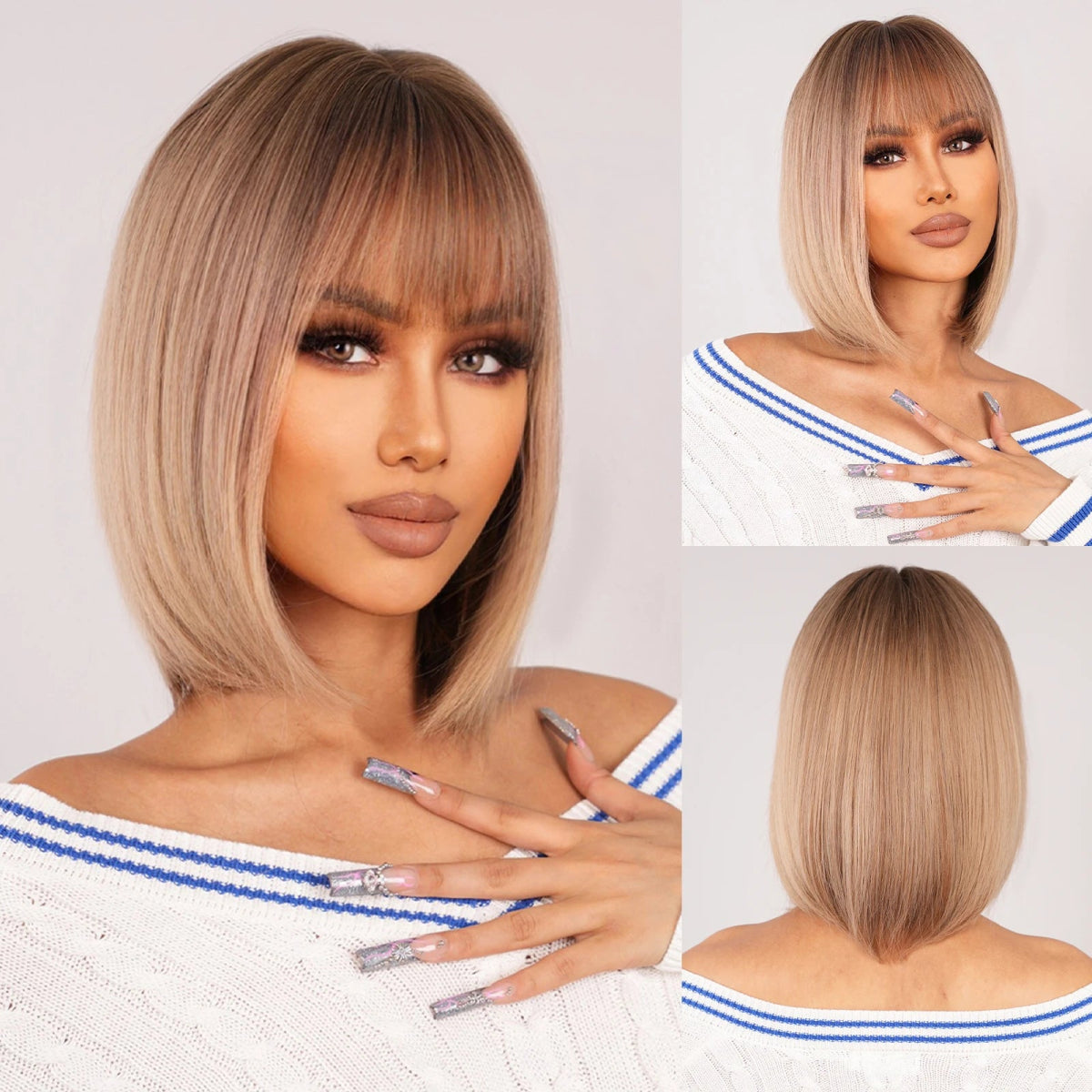 Honey Brown Short Straight Wig - HairNjoy