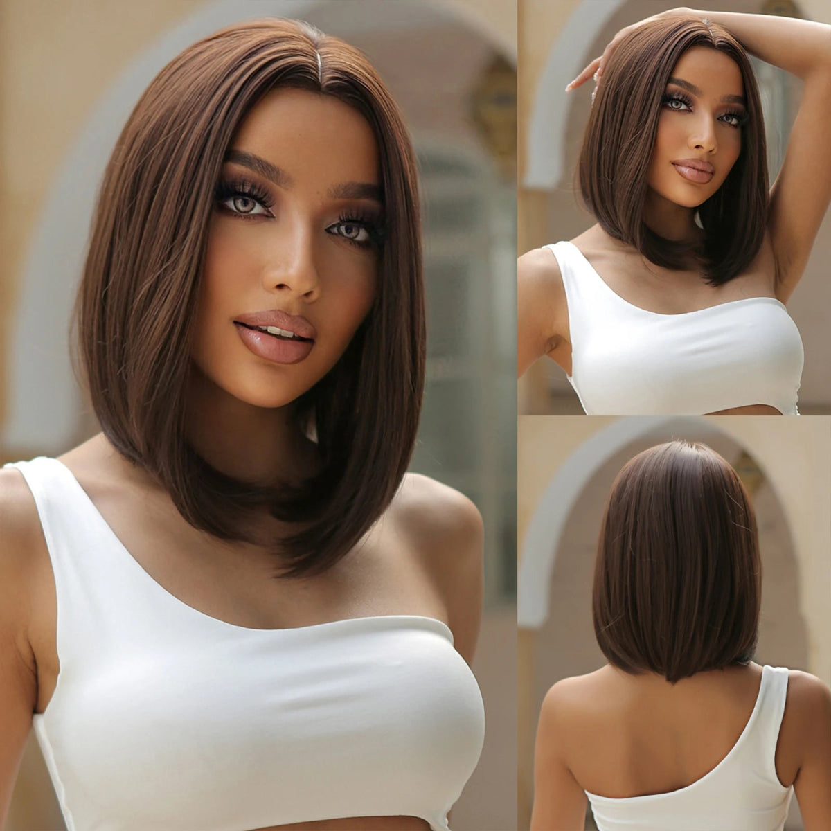 Honey Brown Short Straight Wig - HairNjoy