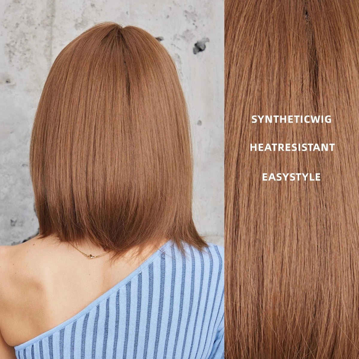 Honey Brown Short Straight Wig - HairNjoy