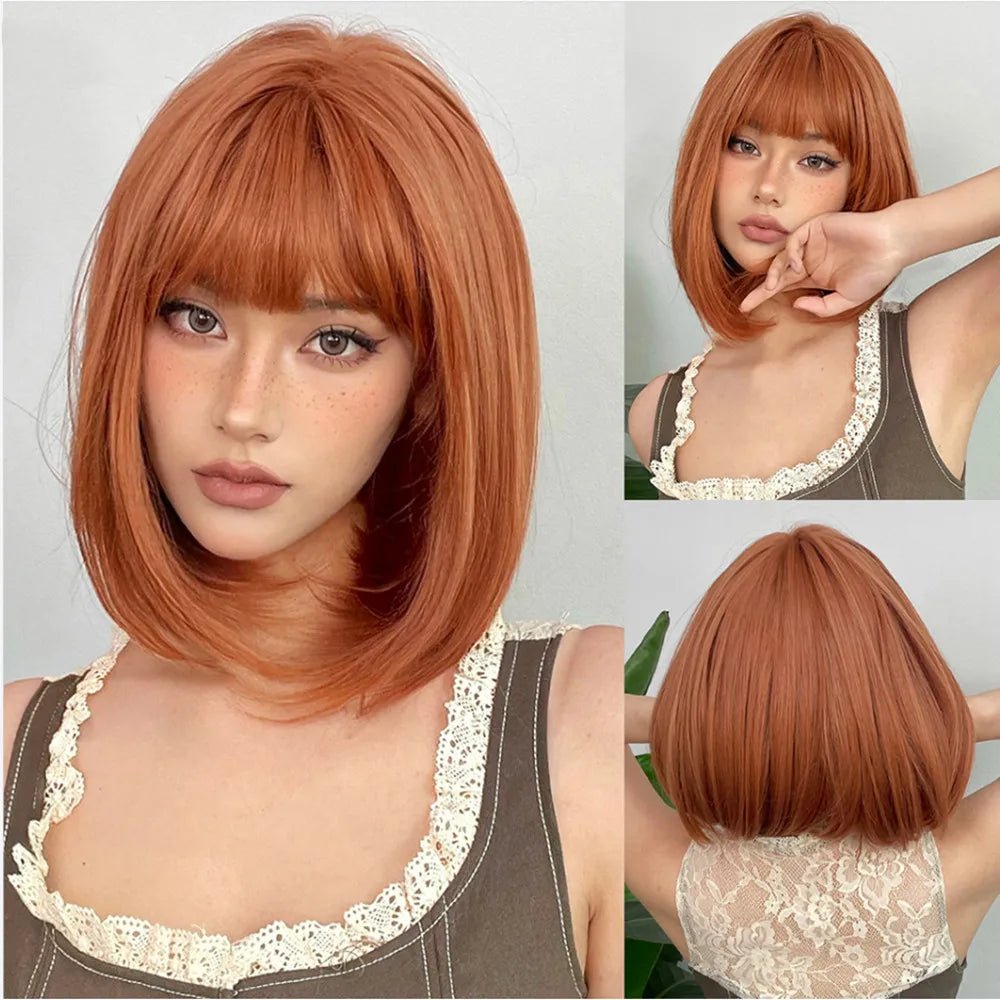 Honey Brown Short Straight Wig - HairNjoy