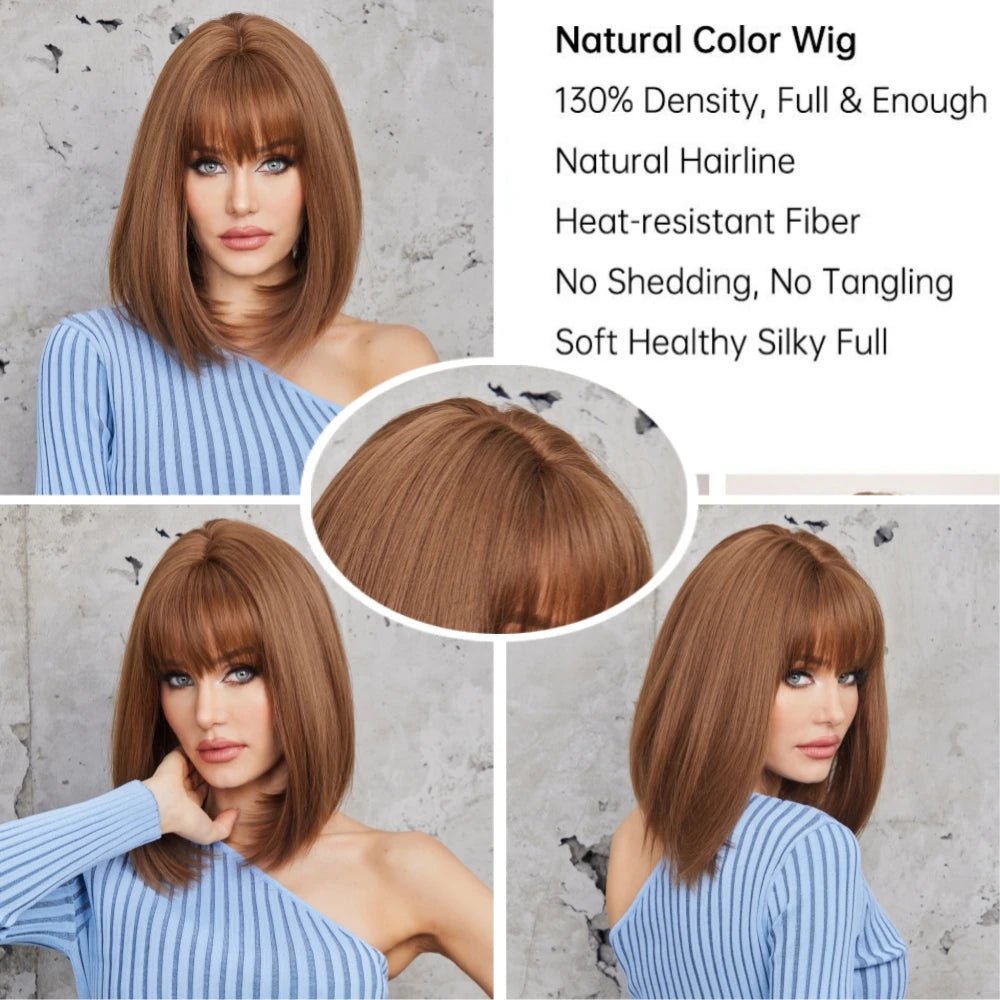 Honey Brown Short Straight Wig - HairNjoy