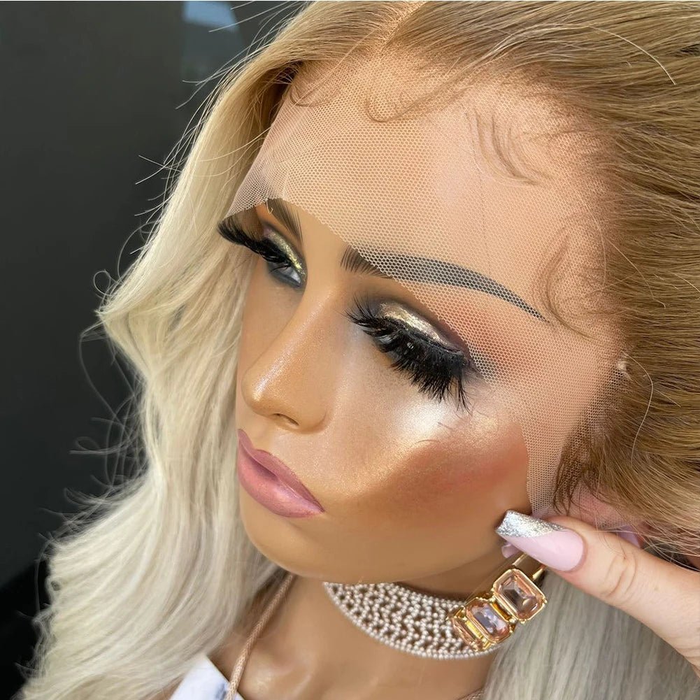 Human Hair Full Lace Wigs Platinum White Blonde - HairNjoy