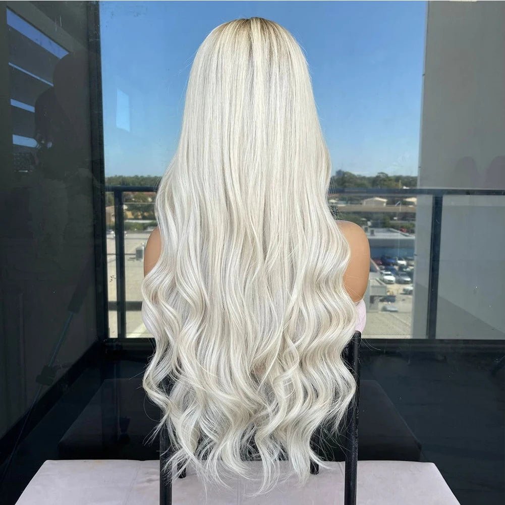 Human Hair Full Lace Wigs Platinum White Blonde - HairNjoy