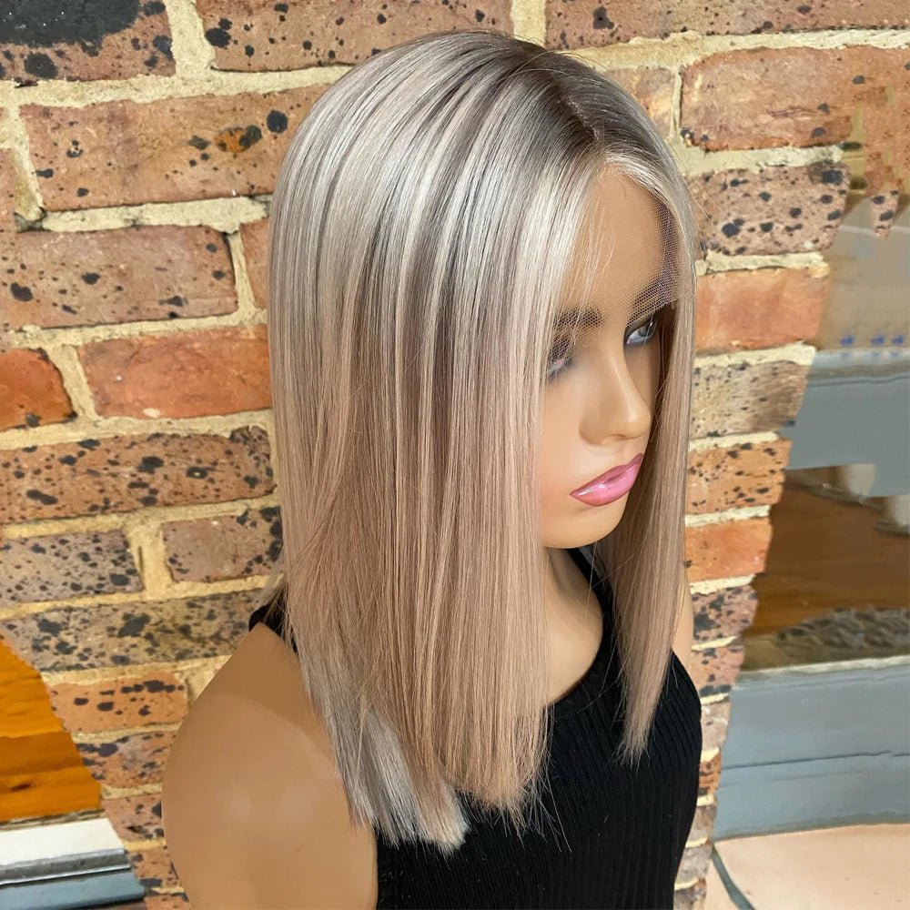 Human Hair HD Lace Ash Blonde Highlights - HairNjoy