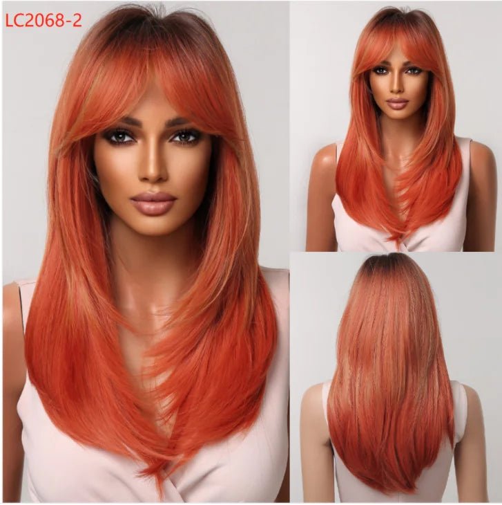 Layered Long Straight Wavy Wig with Bangs - HairNjoy