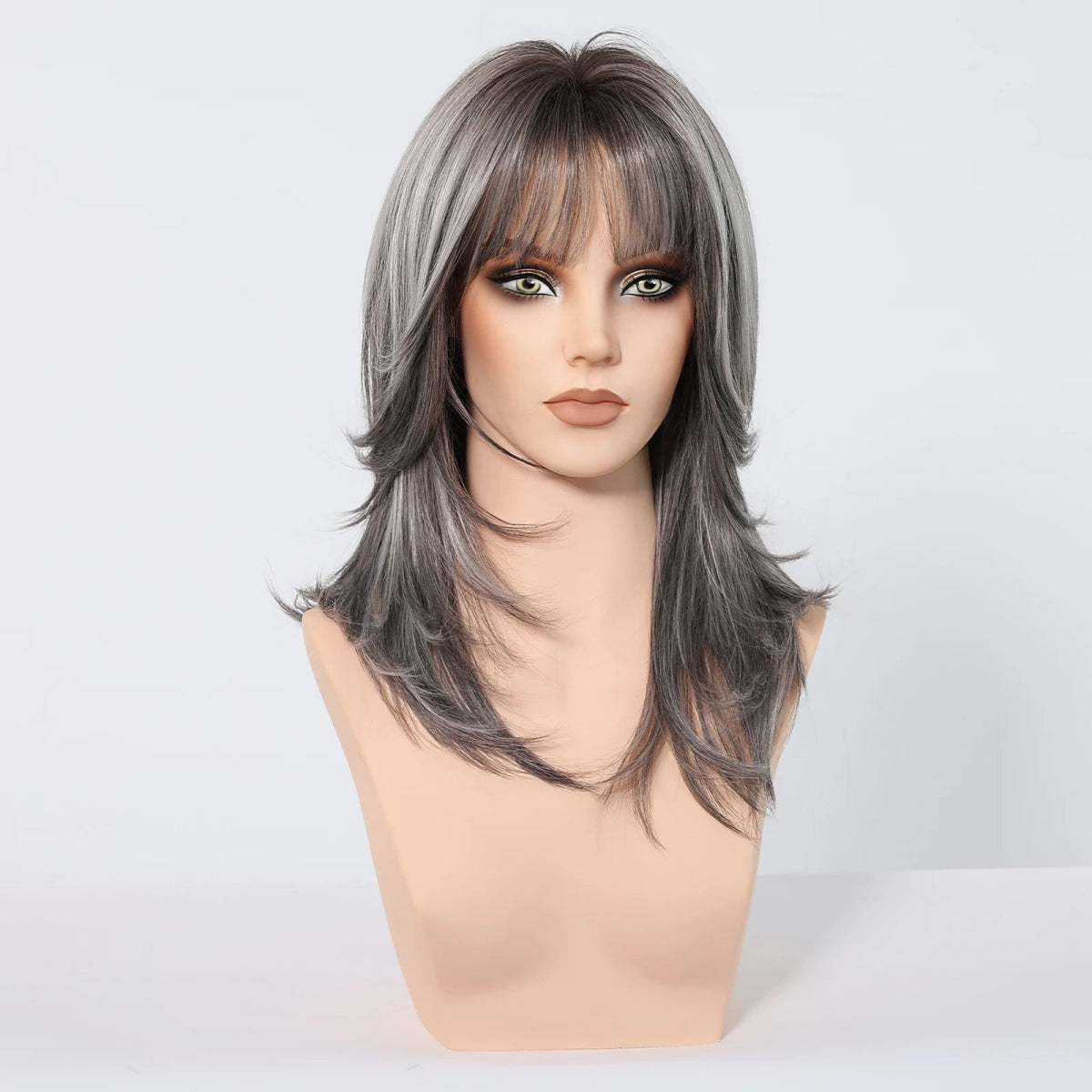 Layered Synthetic Natural Wig with Bangs - HairNjoy