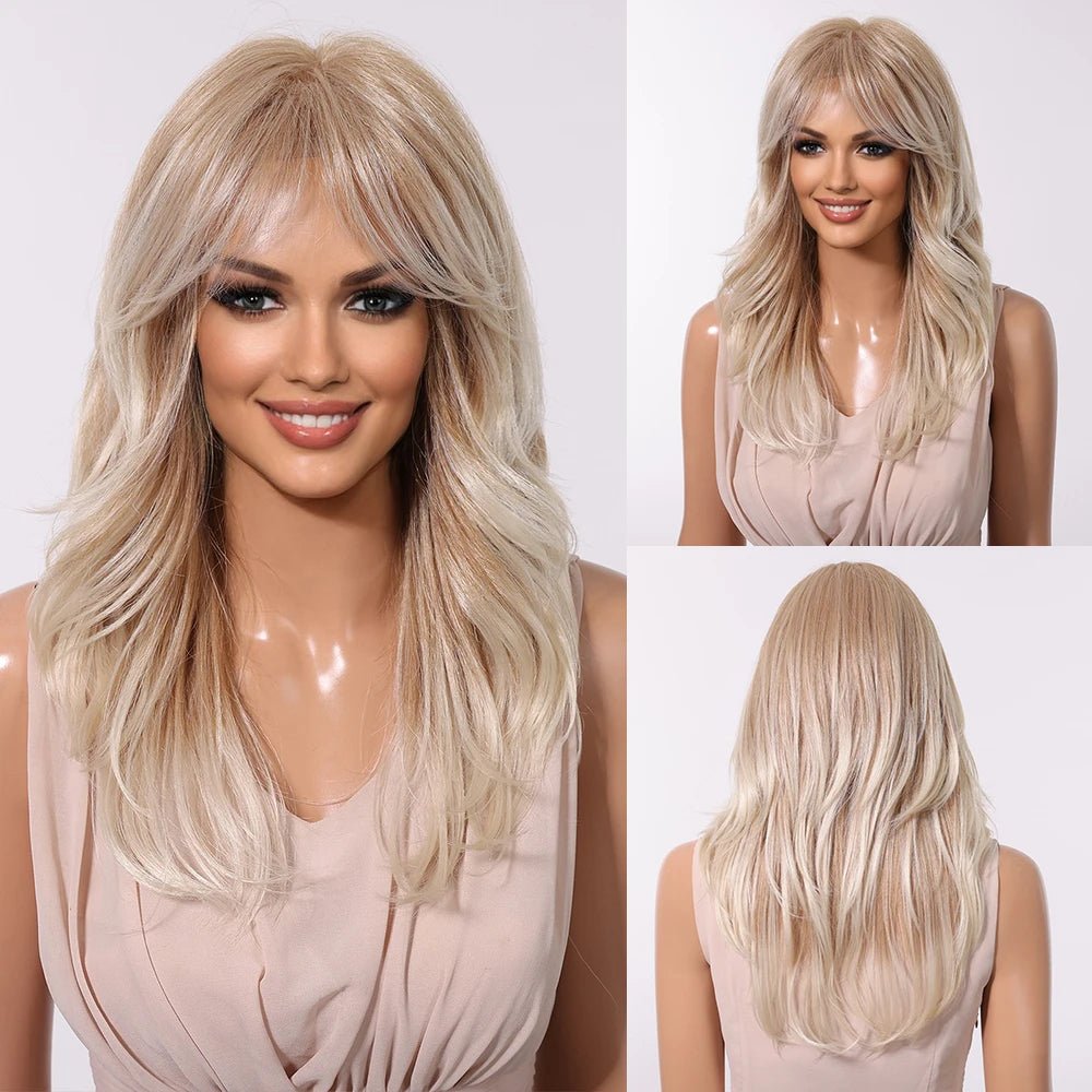 Layered Synthetic Natural Wig with Bangs - HairNjoy