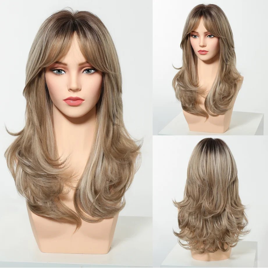 Layered Synthetic Natural Wig with Bangs - HairNjoy